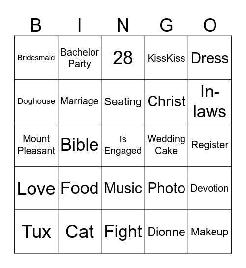 The Gordon's 28th Anniversary Bingo Card