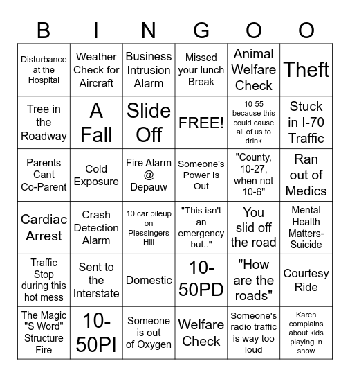 SnowMageddon-Blaire Bingo Card