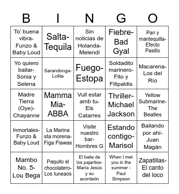 Bingo musical 2025 Bingo Card