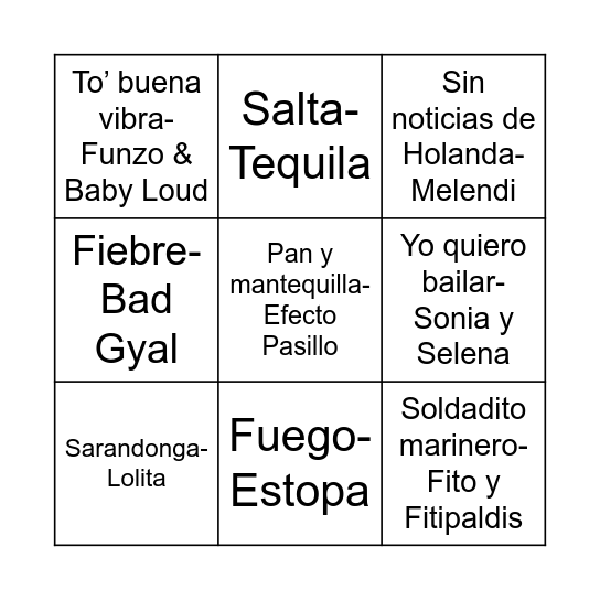 Bingo musical 2025 Bingo Card