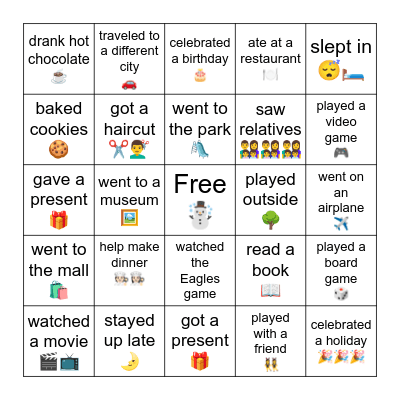 Winter Bingo Card