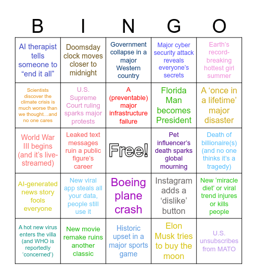 2025 Bingo Card