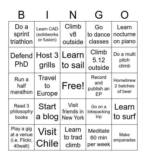 2025 Bingo Card