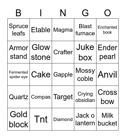 Mc Bingo Card