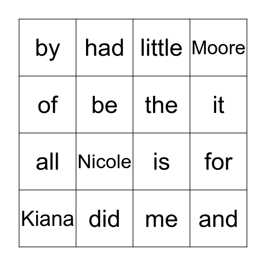 SITE WORDS Bingo Card