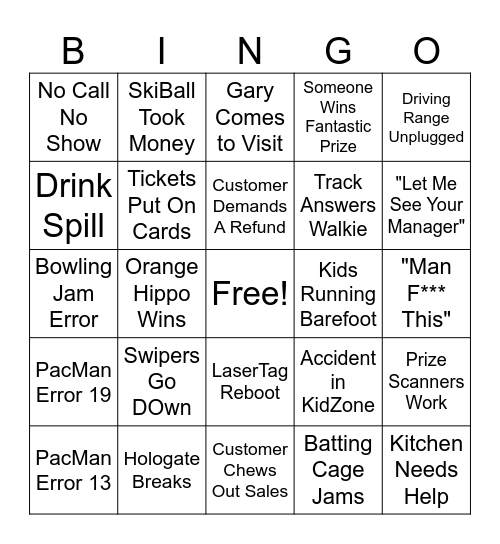Swaders Bingo Card
