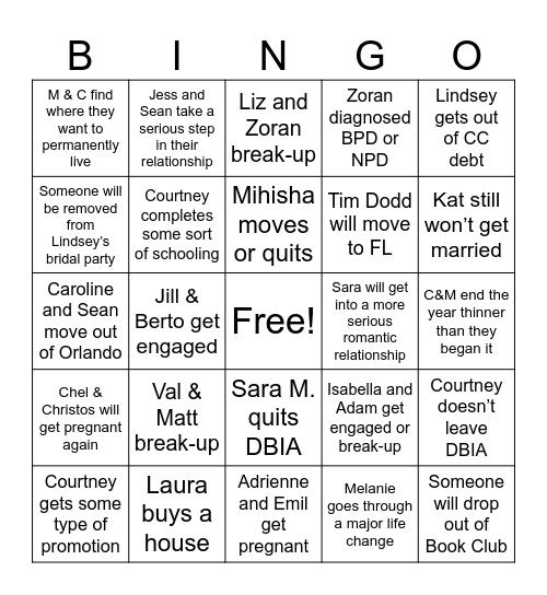 2025 Bingo Card Bingo Card