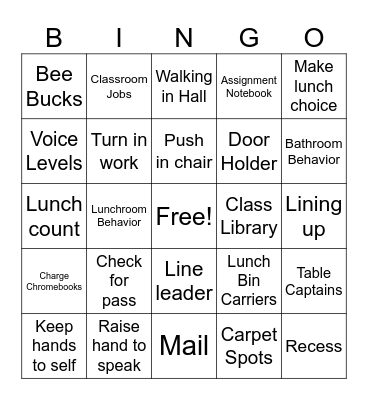 Mrs. Balsiger's Class Bingo Card