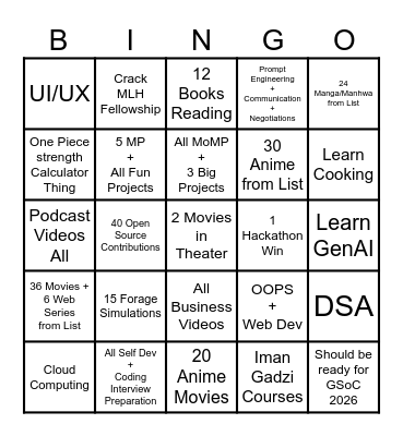 2025 Bingo Card