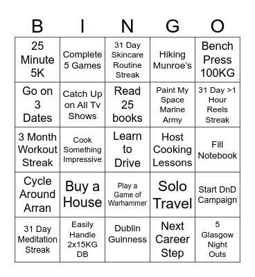 New Year Bingo Card