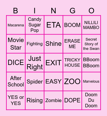 SONG BINGO 💿 Bingo Card