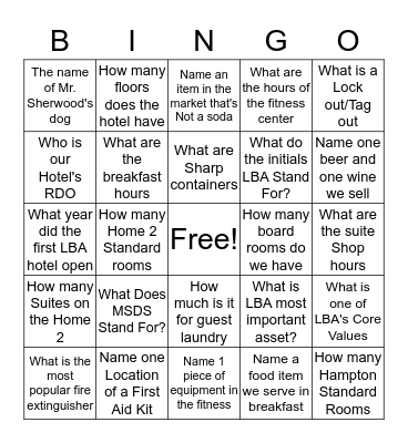 Hampton/Home 2 Bingo Card