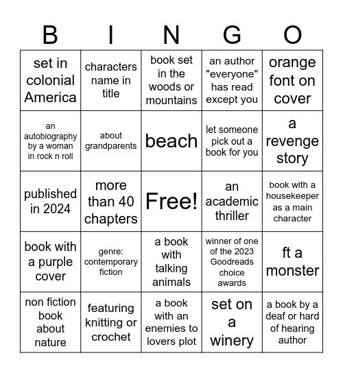 Book Bingo Card