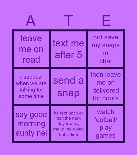 David's bingo(i ate 😁😁😭)for 2moro Bingo Card