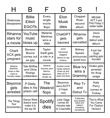 2025 Pop Culture Bingo Card Bingo Card