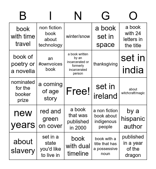 Book Bingo Card