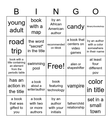 Book Bingo Card