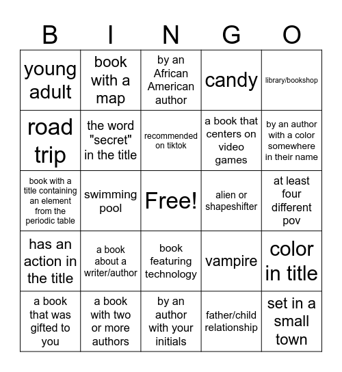 Book Bingo Card