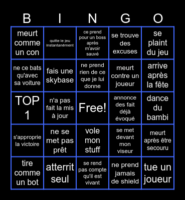 Théo Fortnite Bing Bingo Card