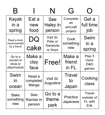 2025 Bingo Card