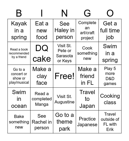 2025 Bingo Card