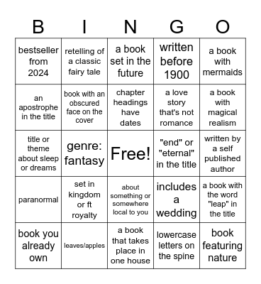 Book Bingo Card