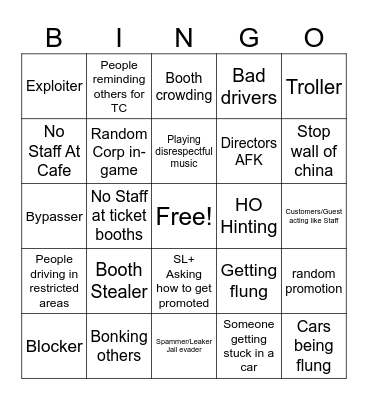 Washiez Main Game Bingo Card