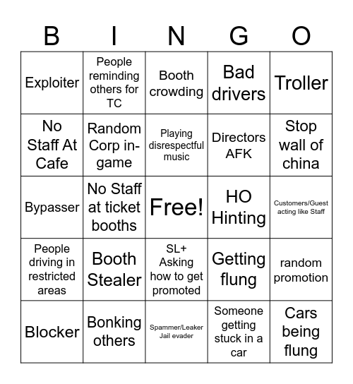Washiez Main Game Bingo Card