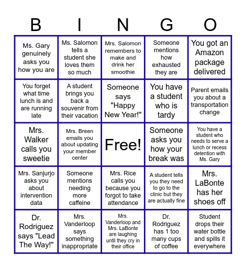 New Years Bingo! Bingo Card