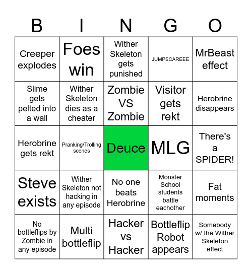 Monster School Bingo Card