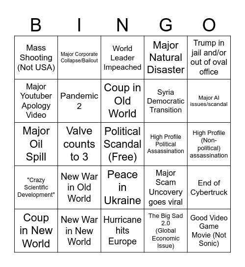 2025 Bingo Card