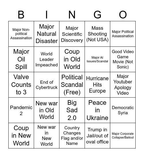 2025 Bingo Card