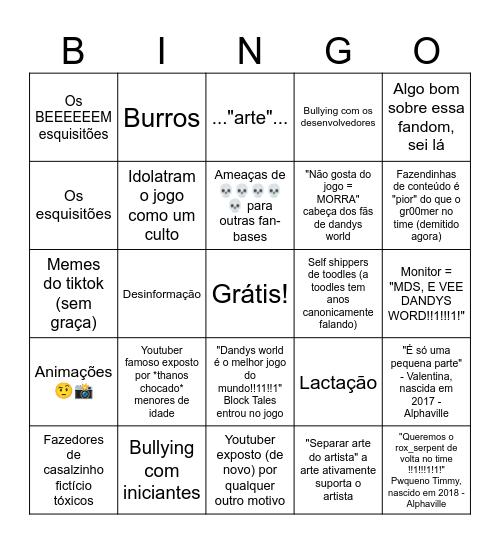 Comunidade do dandys world Bingo Card