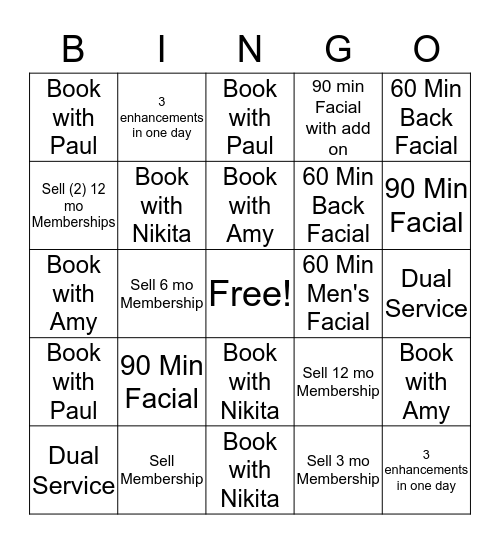 Massage Envy Bingo  Bingo Card
