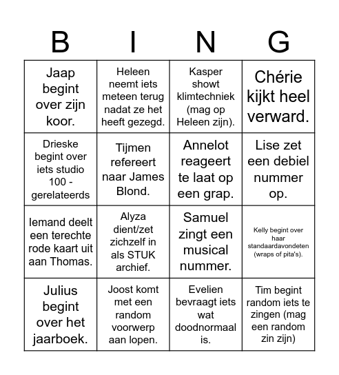 Besturenbingo Card