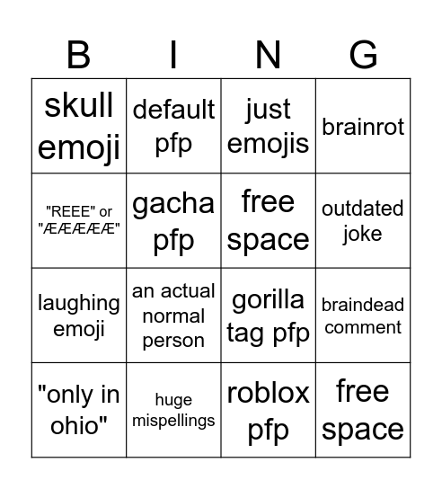 youtube shorts comments Bingo Card