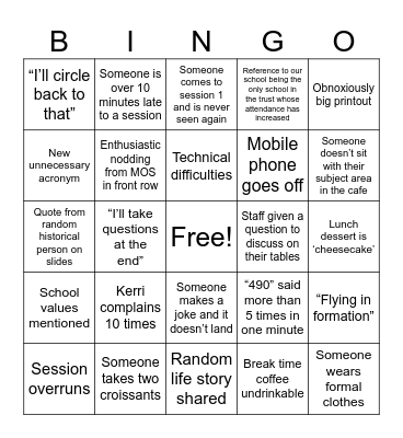 PD day Bingo Card