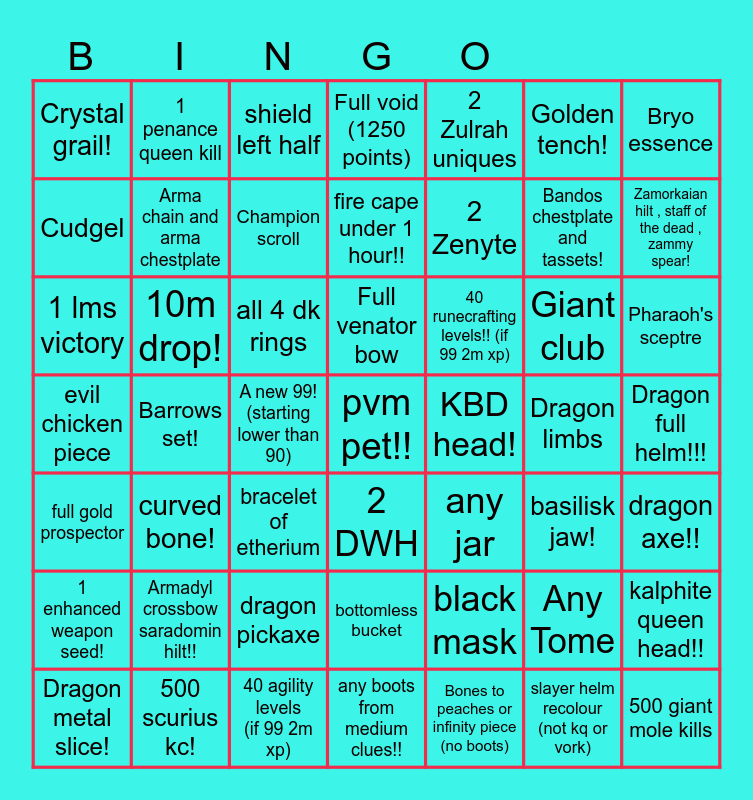 Epic naps Bingo Card