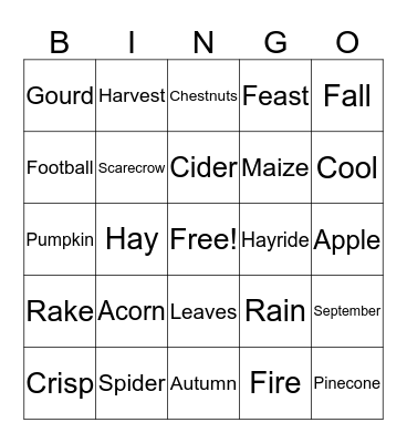 Fall Bingo Card