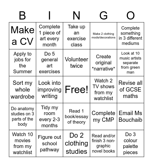 2025 Bingo Card