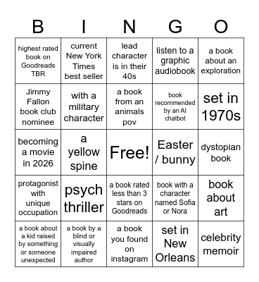 Book Bingo Card