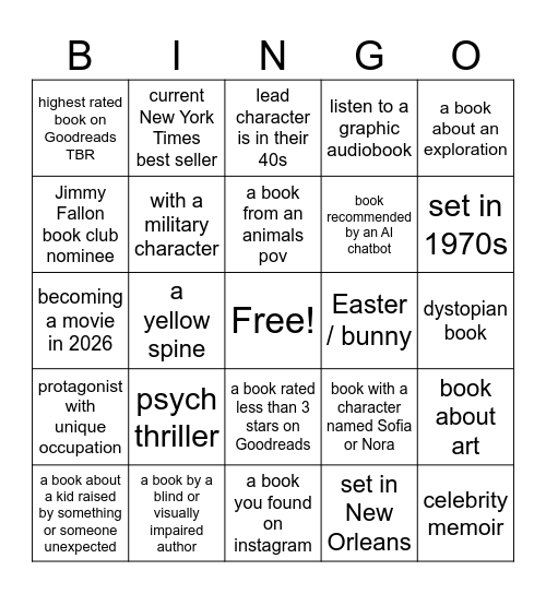 Book Bingo Card