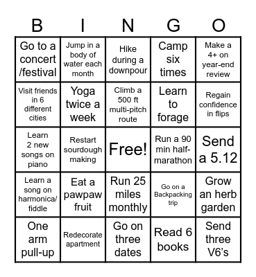 2025 Bingo Card