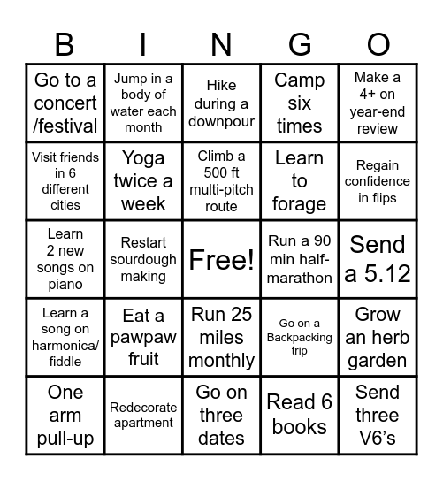 2025 Bingo Card
