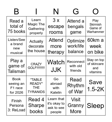 Lyle's 2025 Bingo Card