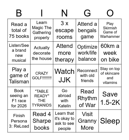 Lyle's 2025 Bingo Card