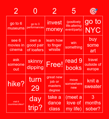 2025 Bingo Card