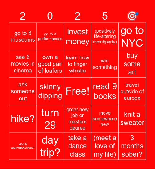 2025 Bingo Card