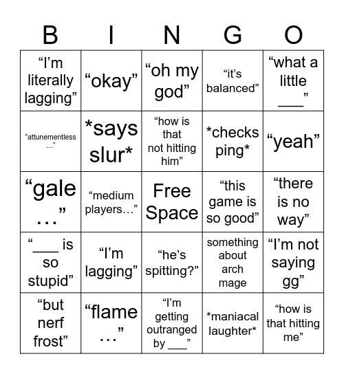 FRANKY IN CHIME Bingo Card
