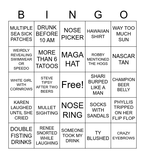 2025 Cruise Bingo Card